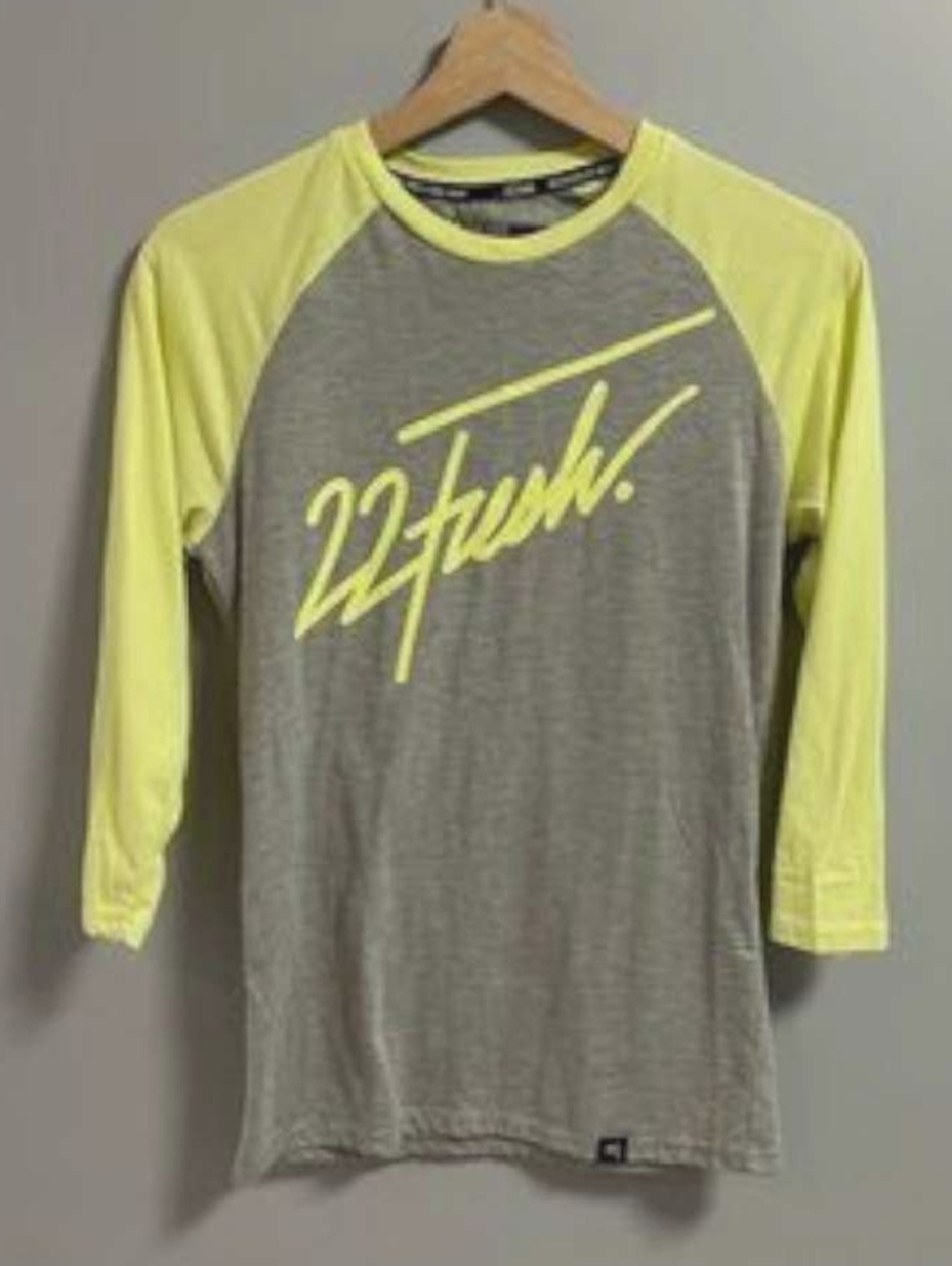 fresh Gray and Neon Yellow Raglan Long Sleeve Tee